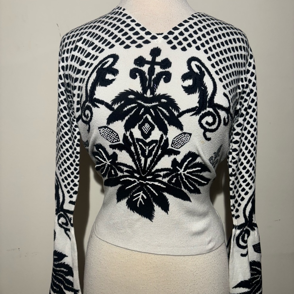 Black and White Patterned Sweater